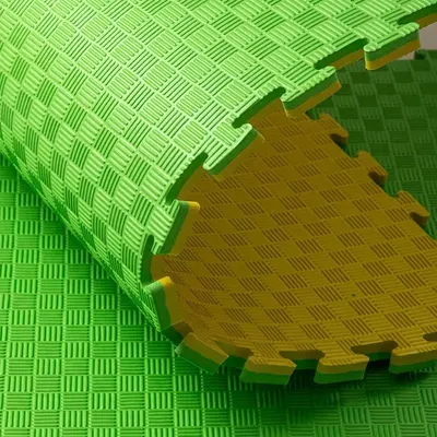 Covoras tip puzzle xxl, spuma eva, 100x100 cm, grosime 2 cm, antiderapant, galbenverde