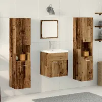 vidaXL Set de mobilier pentru baie 4 pcs Lemn Vechi Lemn compozit