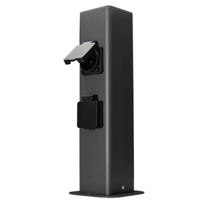 Coloana antracit cu prize CP lateral, de exterior 2xSCHUKO, max.16A, 250VAC, 2600W, 3x1,5mm2, H05VV-F, IP54