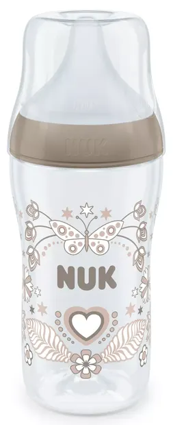 Biberon Nuk Perfect Match - Temperature control, PP, 260 ml, marimea М, inimă