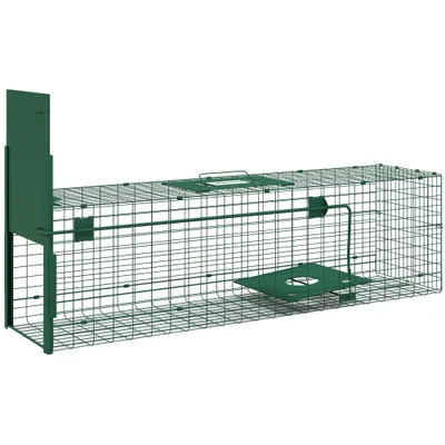 Outsunny Capcană pentru Animale Mici cu o Ușă și Mâner, 100x25x28 cm, Verde Închis | Aosom Romania