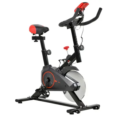HomCom Bicicleta pentru Antrenament Aerobica cu Display LCD, Negru si Rosu
