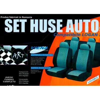 Huse auto compatibile Logan III ACCES si ESENTIAL 2020-> hexagon cu gaurele negru/cusatura rosie