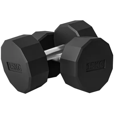 SPORTNOW Set de 2 Gantere pe 12 Fețe 15kg 26X15.5X15.5 cm Negru