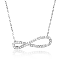 Lant cu pandantiv infinit din aur alb cu diamante de 0.11ct