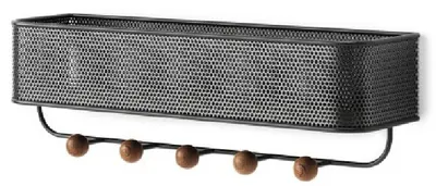 Organizator de perete Umbra - Estique, cu 5 agățători, negru