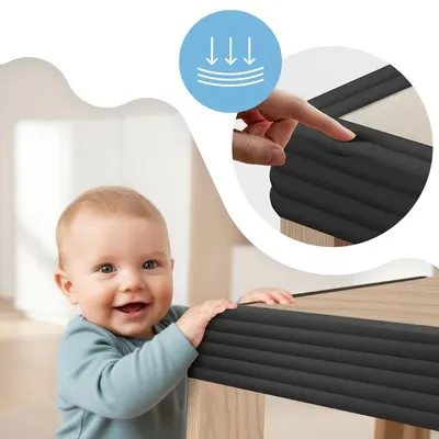 Banda protectie colturi mobila Sipo burete moale 2 metri, latime 75 mm, Negru
