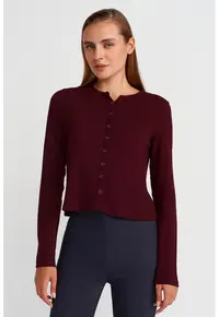 Cardigan femei - rosu burgundy - tricot subtire - maneci lungi - inchidere cu nasturi