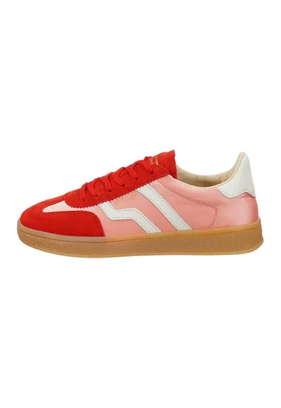 Pantofi sport din material textil cu garnituri din piele intoarsa Cuzima - Alb/Rosu vermillion/Roz