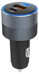 Încărcător auto Forcell – F-Energy Alu, 85W, 2xUSB-C/USB-A, gri