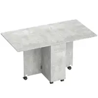 HOMCOM Masă de Luat Masa Pliabilă, Masă de Bucătărie cu Blaturi Rabatabile și Roți cu Frâne pentru 6 Persoane, Birou Compact cu 2 Sertare, 2 Uși și Dulap, pentru Living, 140x76x74î cm, Gri Ciment | Aosom Romania