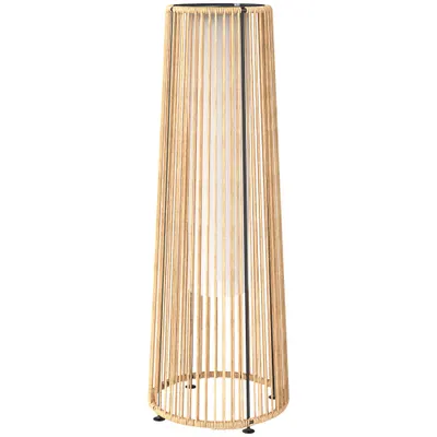 Outsunny Felinar Solar Exterior din Ratan Sintetic cu LED-uri Pornire și Oprire Automată Impermeabil Ø21,5x61 cm Natural | Aosom Romania