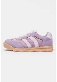 Pantofi sport din piele intoarsa cu garnituri din material textil - Violet deschis/Violet pastel
