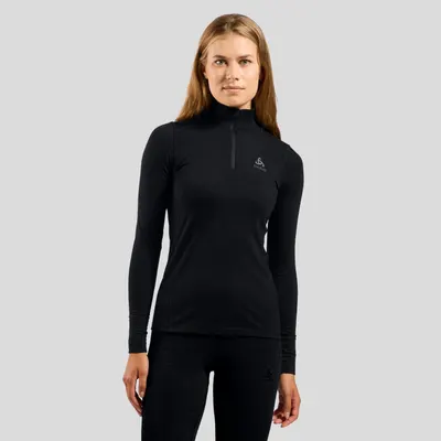 ODLO Baselayer Top Lange Mouwen Halve Rits Merino 2 Thermoshirt ZWART M