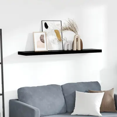 vidaXL Raft perete suspendat, negru extralucios, 120x23,5x3,8 cm, MDF