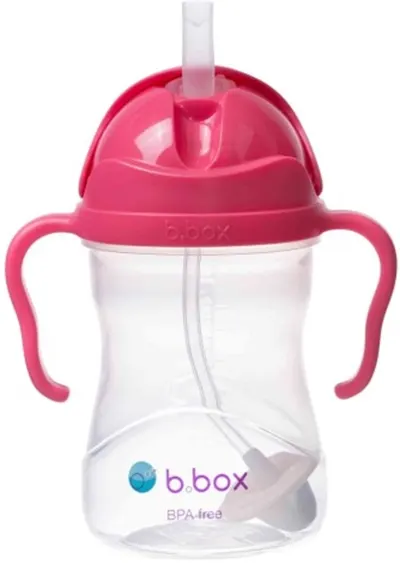 Sticlă cu pai pentru bebeluși b.box - Sippy cup, 240 ml, Raspberry