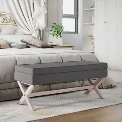vidaXL Taburet de depozitare, gri închis, 110x45x49 cm material textil
