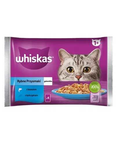 WHISKAS Delicii din peste cu somon si ton in aspic 4x85g hrana umeda pisica