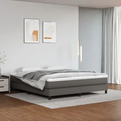 vidaXL Saltea cu arcuri buzunar, fermitate medie, gri, 180x200x20 cm, piele ecologică