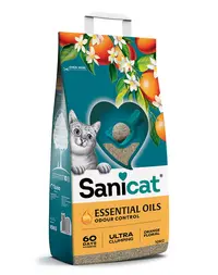 SANICAT Essential Oils Orange floral 10 kg nisip pentru pisici, din bentonită, parfum floral