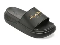 Papuci PEPE JEANS negri, LS70001, din piele ecologica