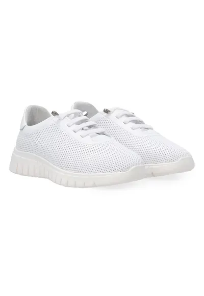 Pantofi sport cu talpa wedge cu perforatii din piele