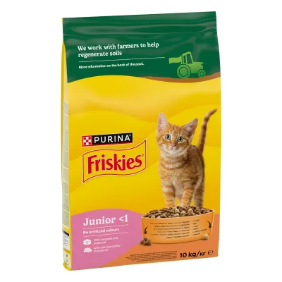 FRISKIES Cat, Pisica Junior, Pui, Lapte si Legume, 10 kg