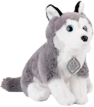 Jucărie de pluș Amek Toys - Husky cu medalion, 28 cm