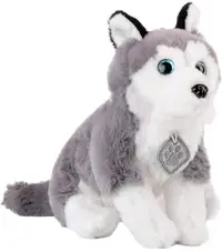 Jucărie de pluș Amek Toys - Husky cu medalion, 28 cm