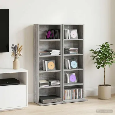 vidaXL Dulap pentru CD-uri 2 buc. Sonoma gri 33 x 23,5 x 97,5 cm