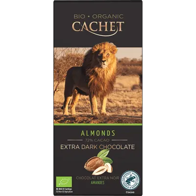 Cachet Ciocolata migdale 72% cacao 90g ECO