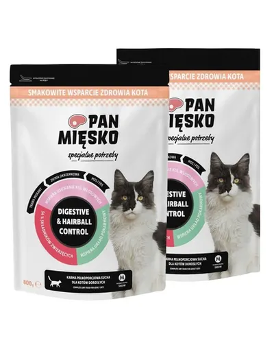 Pan Mięsko Hrană uscată pentru pisici cu nevoi speciale, Digestive & Hairball Control 2x800 g