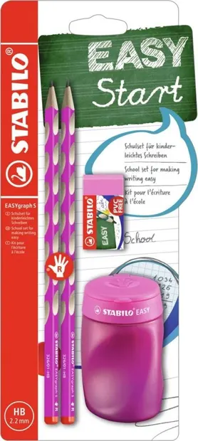 Set de creioane Stabilo EASYgraph S - 2 buc cu ascuțitoare și radieră