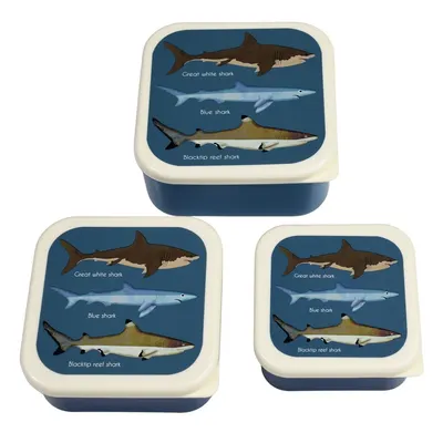 Cutii de gustări pentru copii albastru-închis 3 buc. Sharks – Rex London