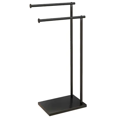 HOMCOM Suport Prosoape cu 2 Brațe, Suport Baie din Metal, 35,5x20x78 cm, Negru | Aosom Romania