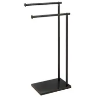 HOMCOM Suport Prosoape cu 2 Brațe, Suport Baie din Metal, 35,5x20x78 cm, Negru | Aosom Romania