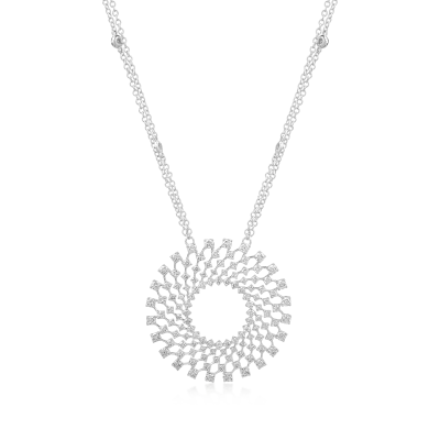 Lant cu pandantiv din aur alb cu diamante de 2.04ct