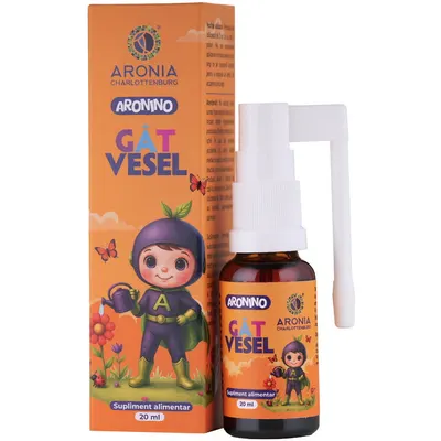 Aronino Gat Vesel Spray pentru Copii Eficient impotriva Durerilor in Gat si a Disconfortului la Inghitire 20ml