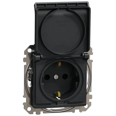 Priza 2P+E cu obturatoare si capac,fara surub Sedna Design SDD114024, antracit
