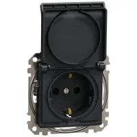 Priza 2P+E cu obturatoare si capac,fara surub Sedna Design SDD114024, antracit