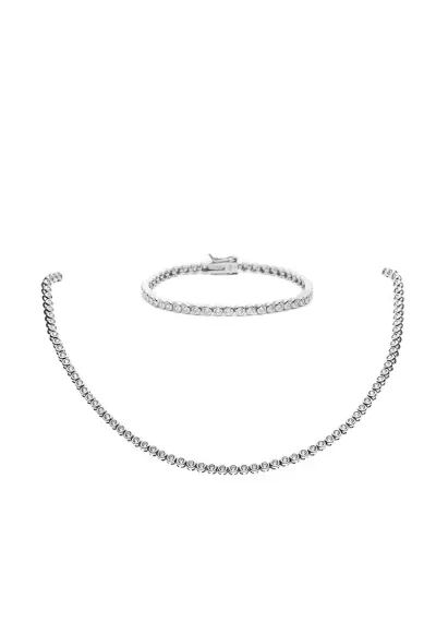 Set Bijuterii Tennis Din Argint Rodiat 925 Si Cristale Zirconia