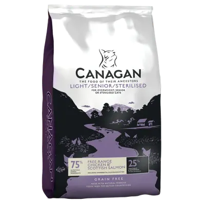 Hrana uscata pentru pisici Canagan Light Senior Sterilised cu pui 375 g