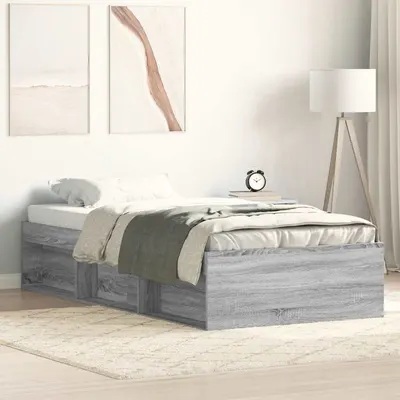 vidaXL Cadru de pat mic single, sonoma gri, 75x190 cm