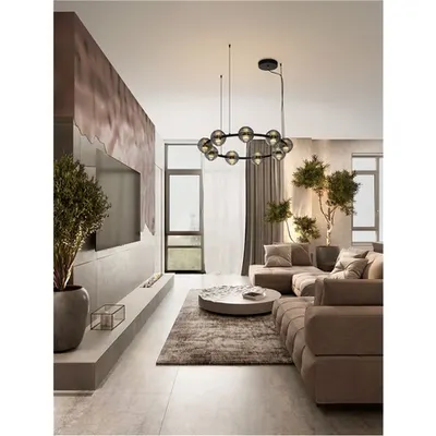 Lampa suspendata LAS Triac Dimabil Nisipiu Negru & Auriu Metal Fumuriu Gri Sticla LED 91 Wat 220-240 Volt 7751Lm3000K IP20