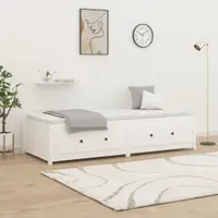 vidaXL Pat de zi fără saltea, alb, 90x200 cm, lemn masiv pin