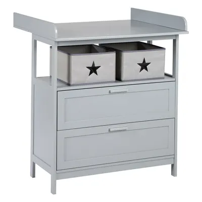 Comodă de copii gri cu masă de schimbat 87x100x75 cm Hamburg – Roba