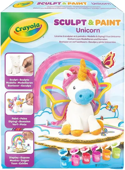 Jucărie din lut pentru creativitate Crayola - Unicorn, cu vopsele tempera