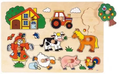 Puzzle cu mânere Goki - Casă cu grădină