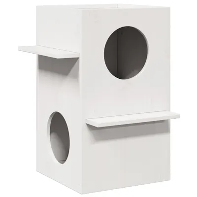 Gossi casa pentru pisici alba 43x43x60 cm din lemn masiv de pin