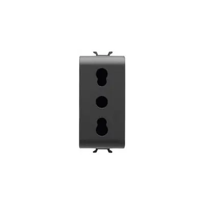 Italian Standard Priza 250v Ac - 2p+e 16a Dual Amperage - P11- P17 - 1 Module - Black - Chorus